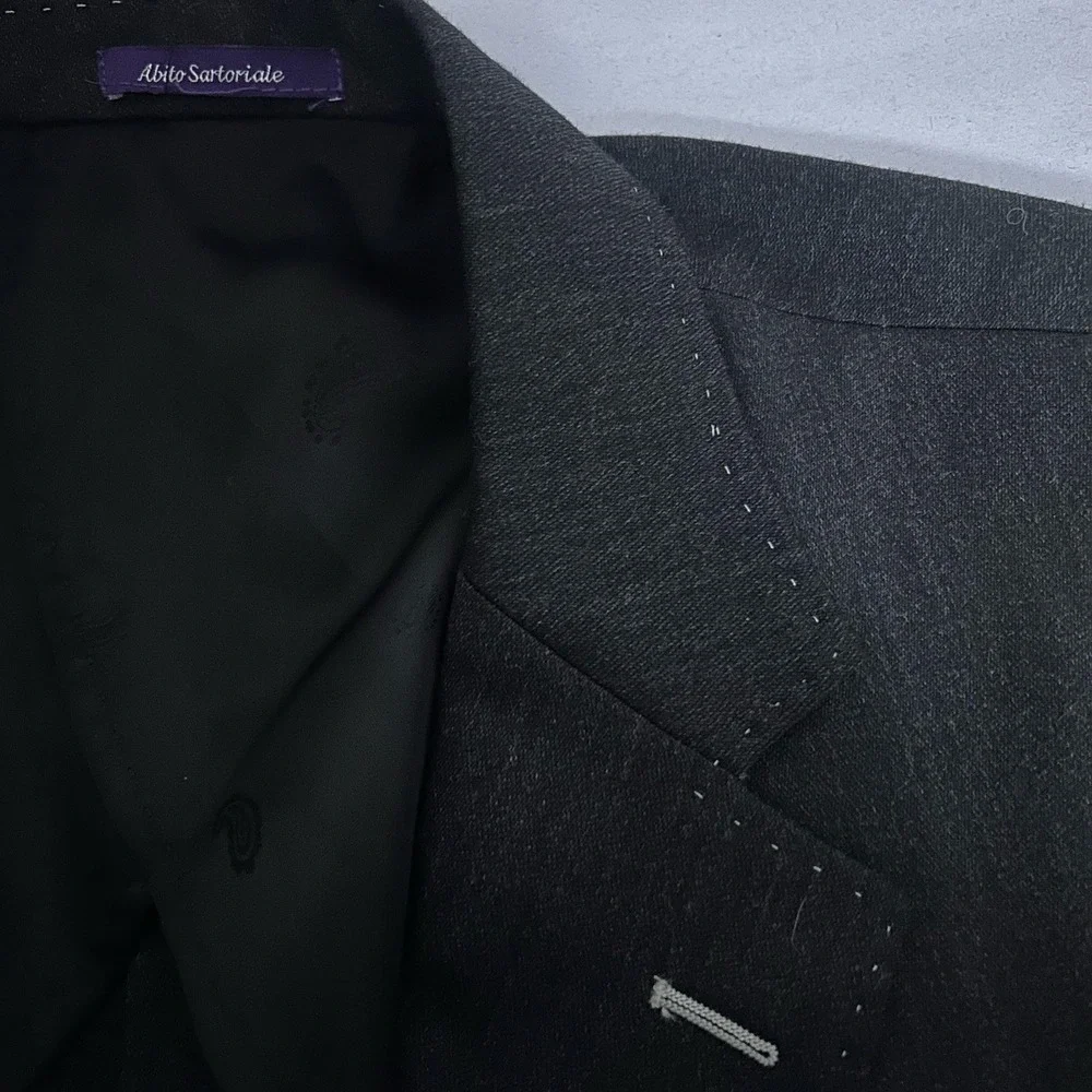 Bartorelli Napoli Blazer Men's 58 R Dark Charcoal Gray 100% Wool Sports Jacket